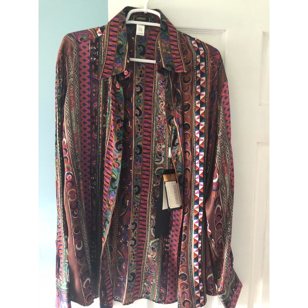 Versace silk watercolor button up new w/ tags